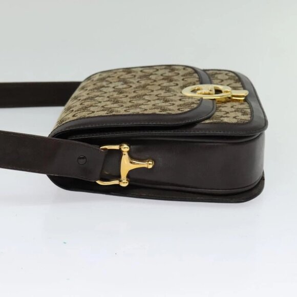 CELINE C Sulky Shoulder Bag Canvas Brown gold Auth - Picture 9 of 15